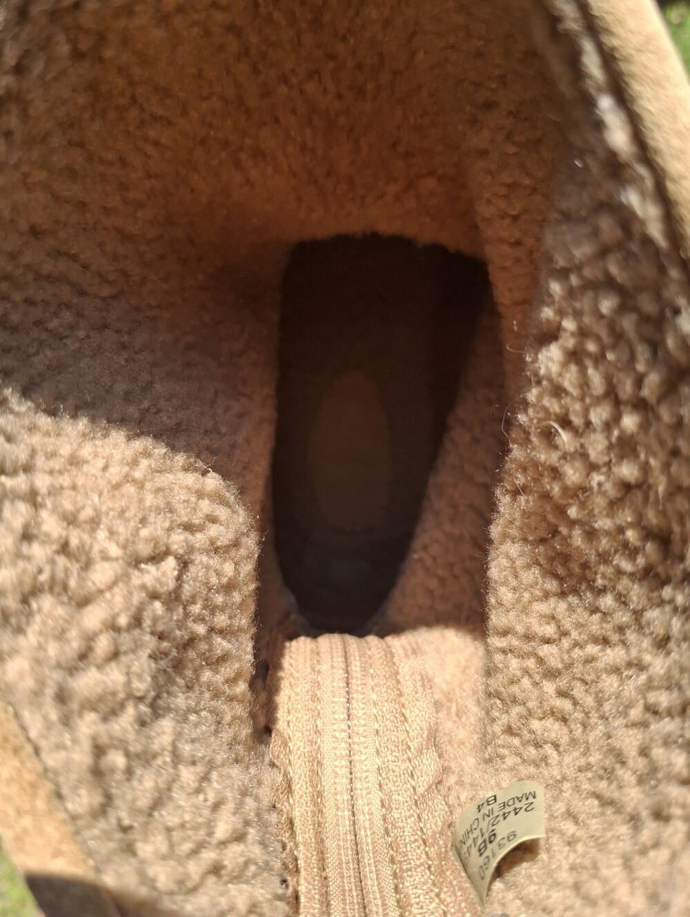 VTG Lands' End Women's Tan Suede & Fleece-Lined Mid Calf Back Zip Winter Boots 9 - Picture 8 of 11